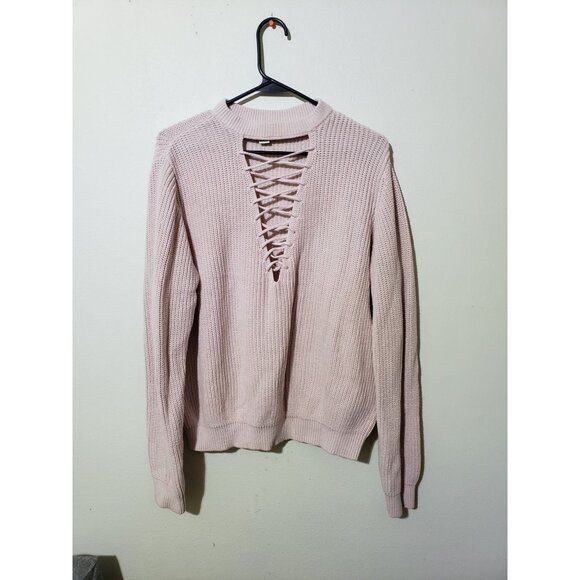 Forever 21 plus size, light pink, criss cross, choker neck sweater, size 2x - Picture 1 of 4